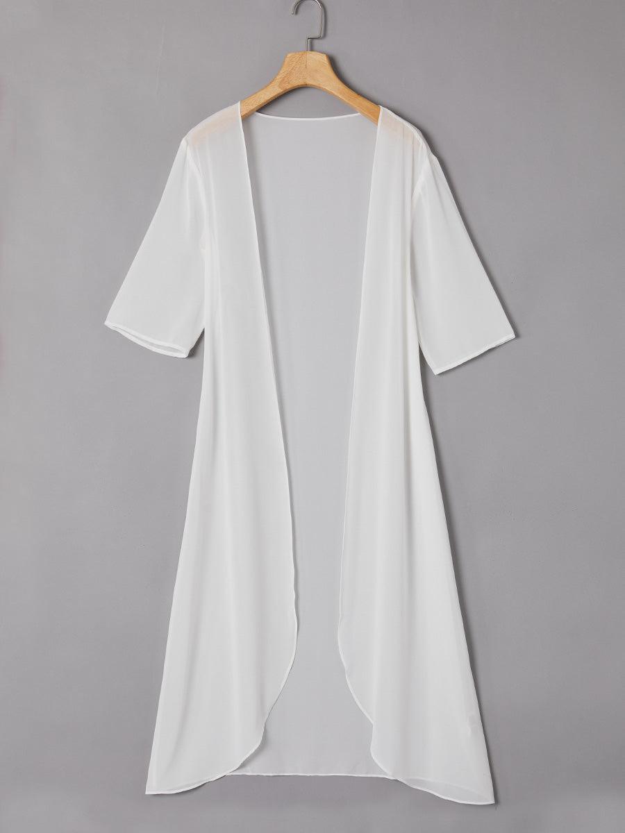 Leichtes Chiffon-Hochzeits-Coverup mit halben Ärmeln