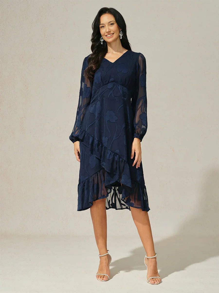 Robe smockée à ourlet volanté