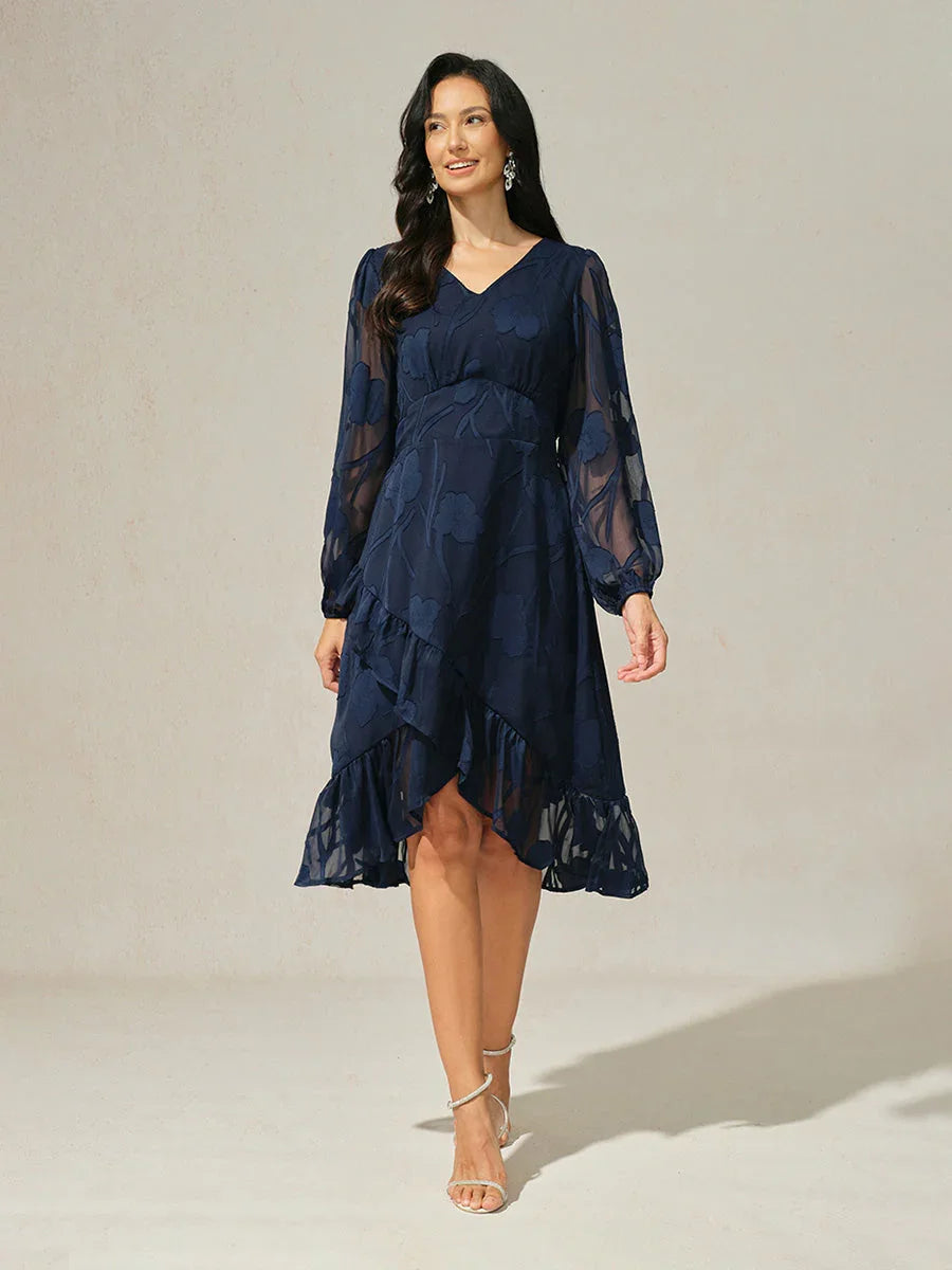Robe smockée à ourlet volanté