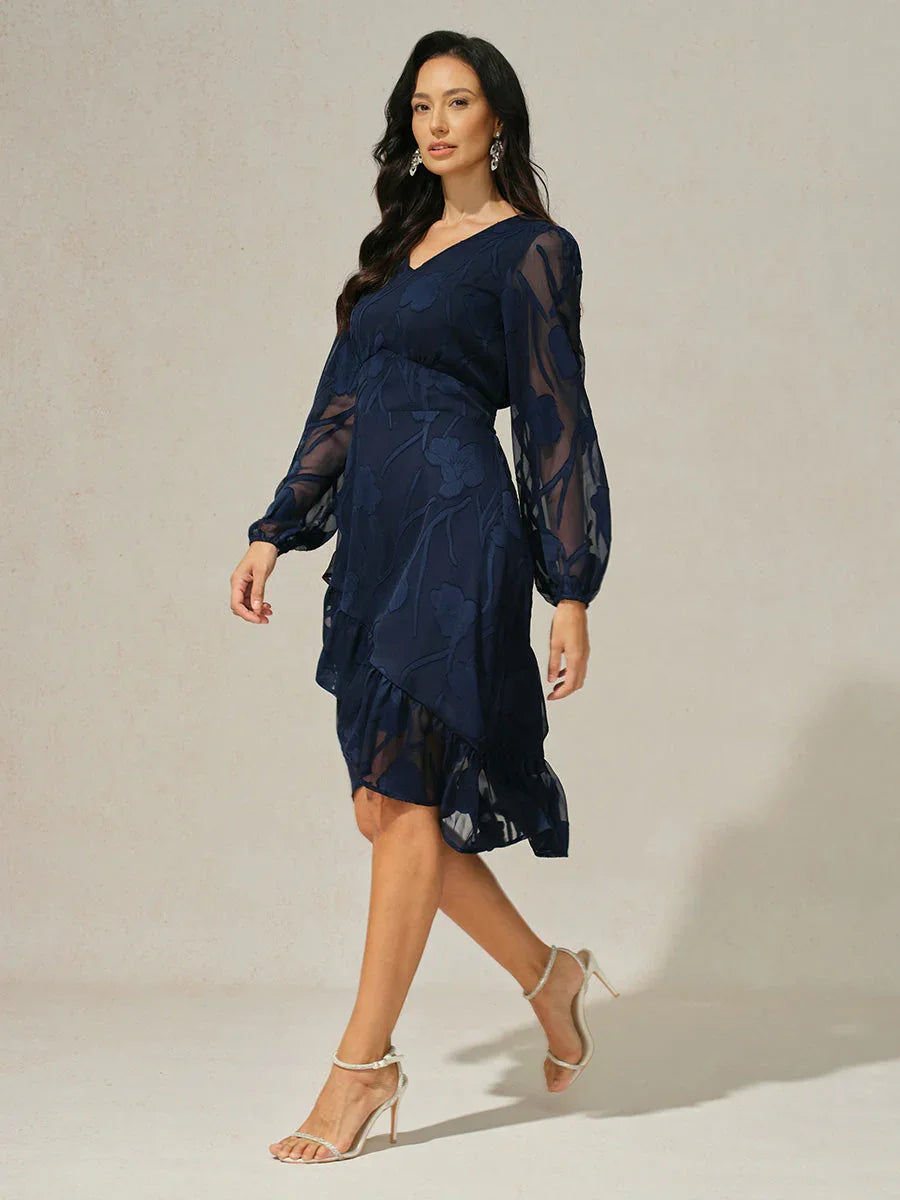 Robe smockée à ourlet volanté