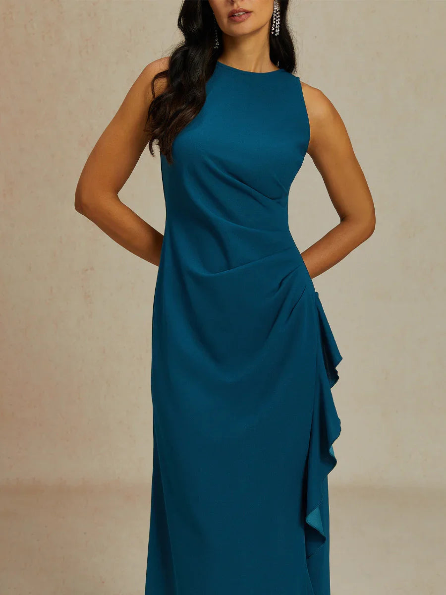 Stretch Formal Gown with Ruffle Detail