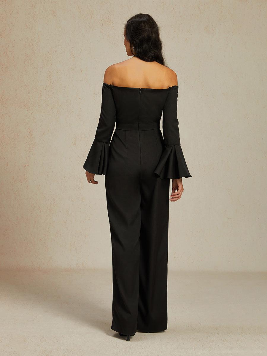 Off-Shoulder Ruffle Wide-Leg Jumpsuit