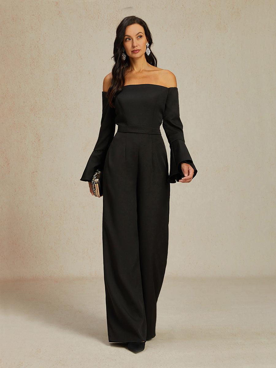 Off-Shoulder Ruffle Wide-Leg Jumpsuit