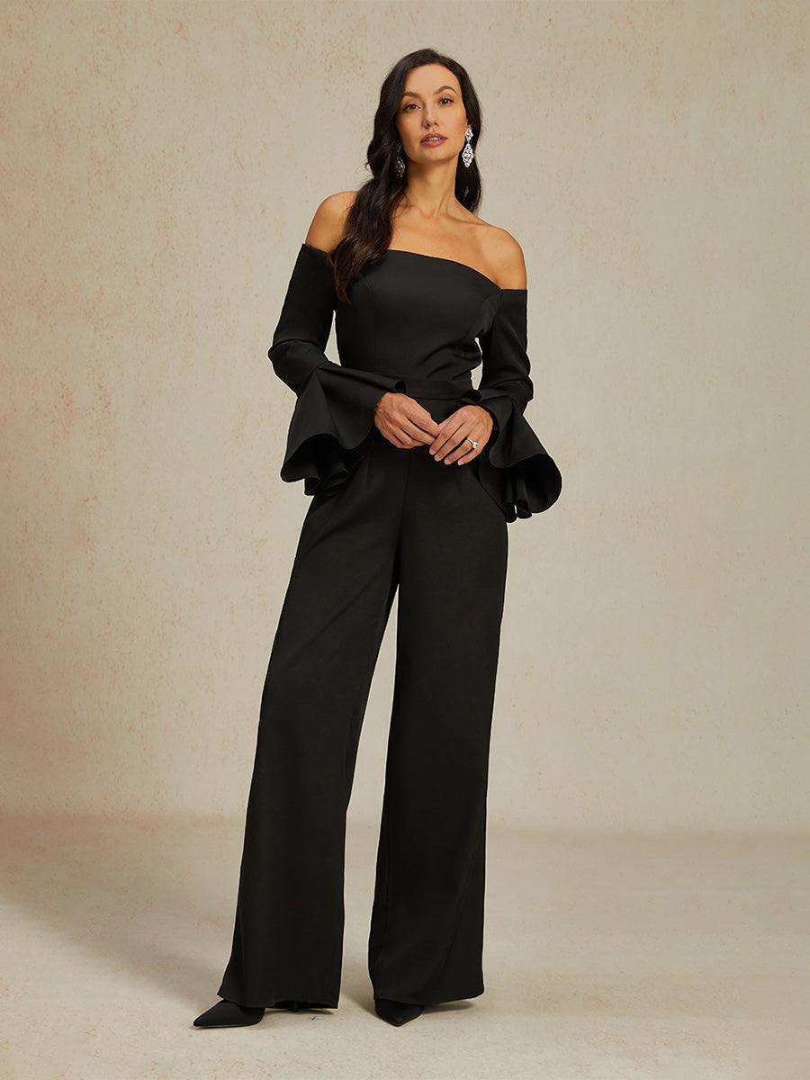 Off-Shoulder Ruffle Wide-Leg Jumpsuit