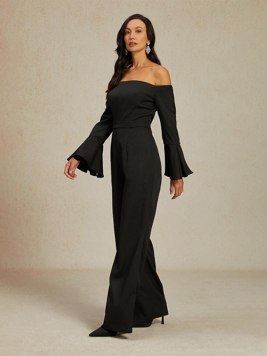Off-Shoulder Ruffle Wide-Leg Jumpsuit