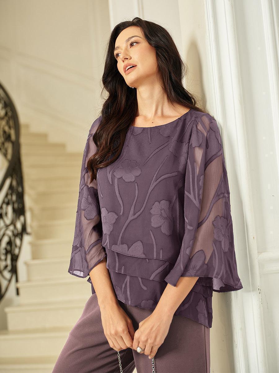 Chiffon bluse med blomsterlag