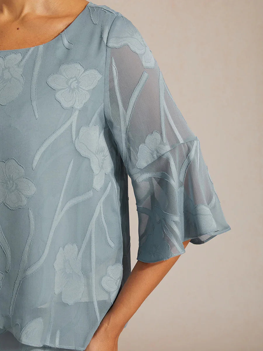 Dressy Chiffon Asymmetric Hem Blouse