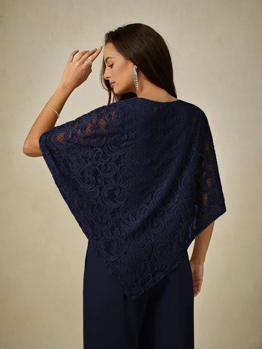 Top elegante de encaje con mangas murciélago