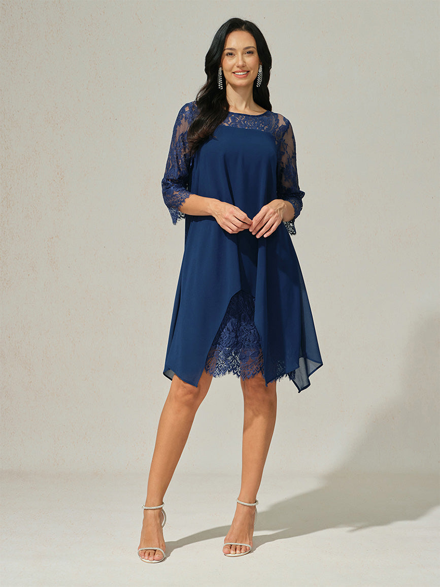 Lace Trim Chiffon Dress