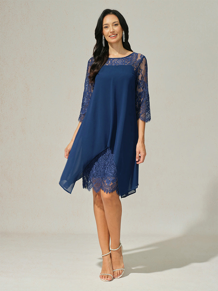 Lace Trim Chiffon Dress