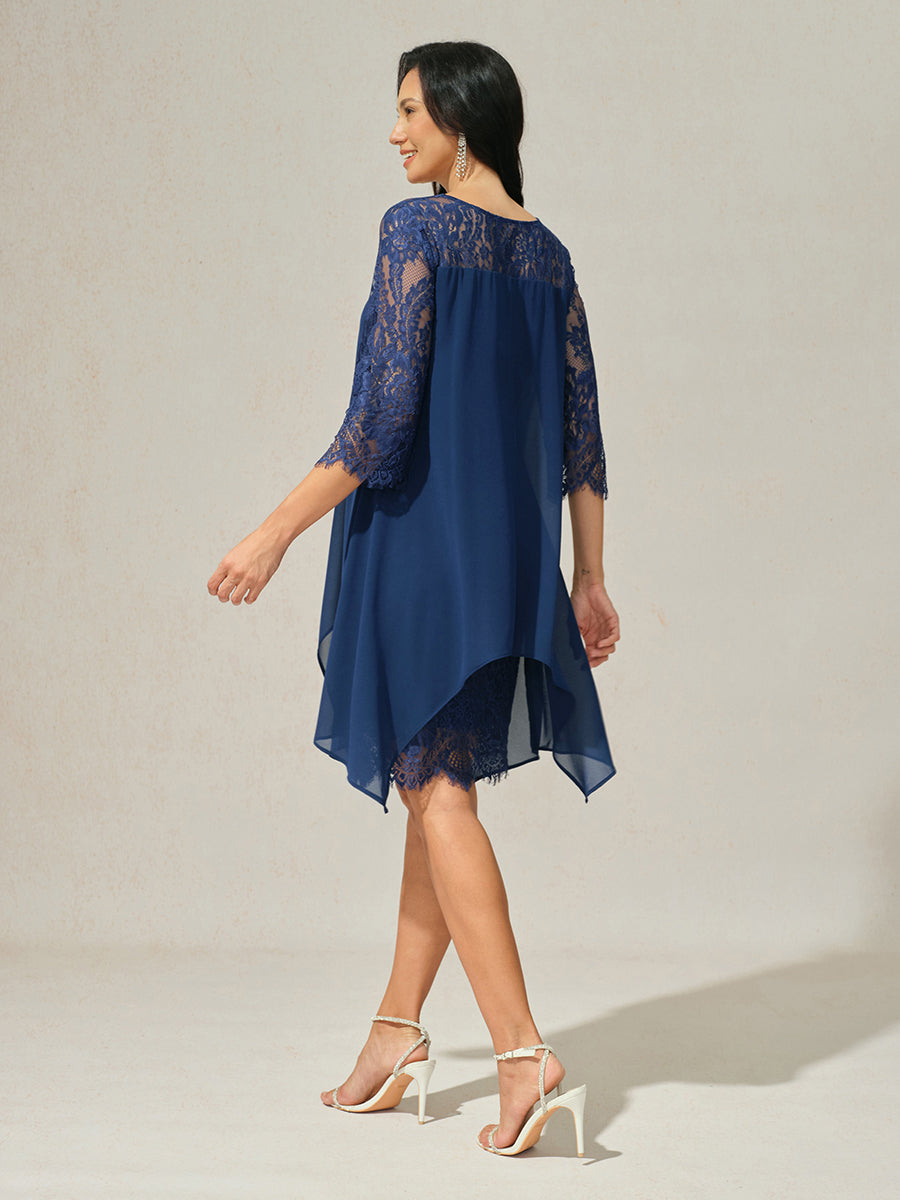 Lace Trim Chiffon Dress