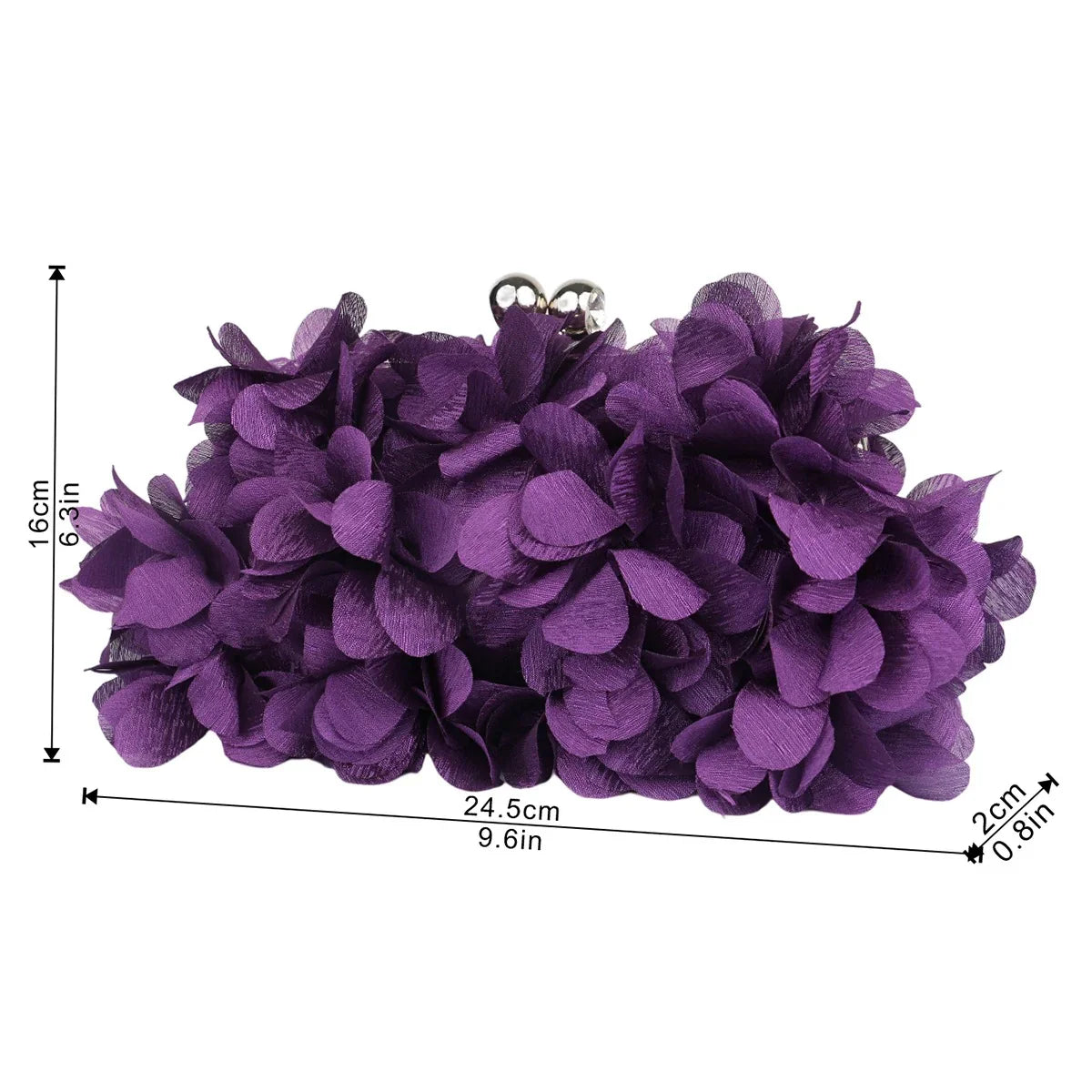 Abendclutch aus Satin mit Blumenmuster und Strasskette
