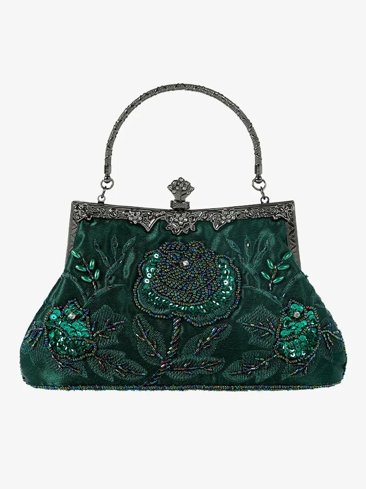 Pochette en velours avec plume dorée