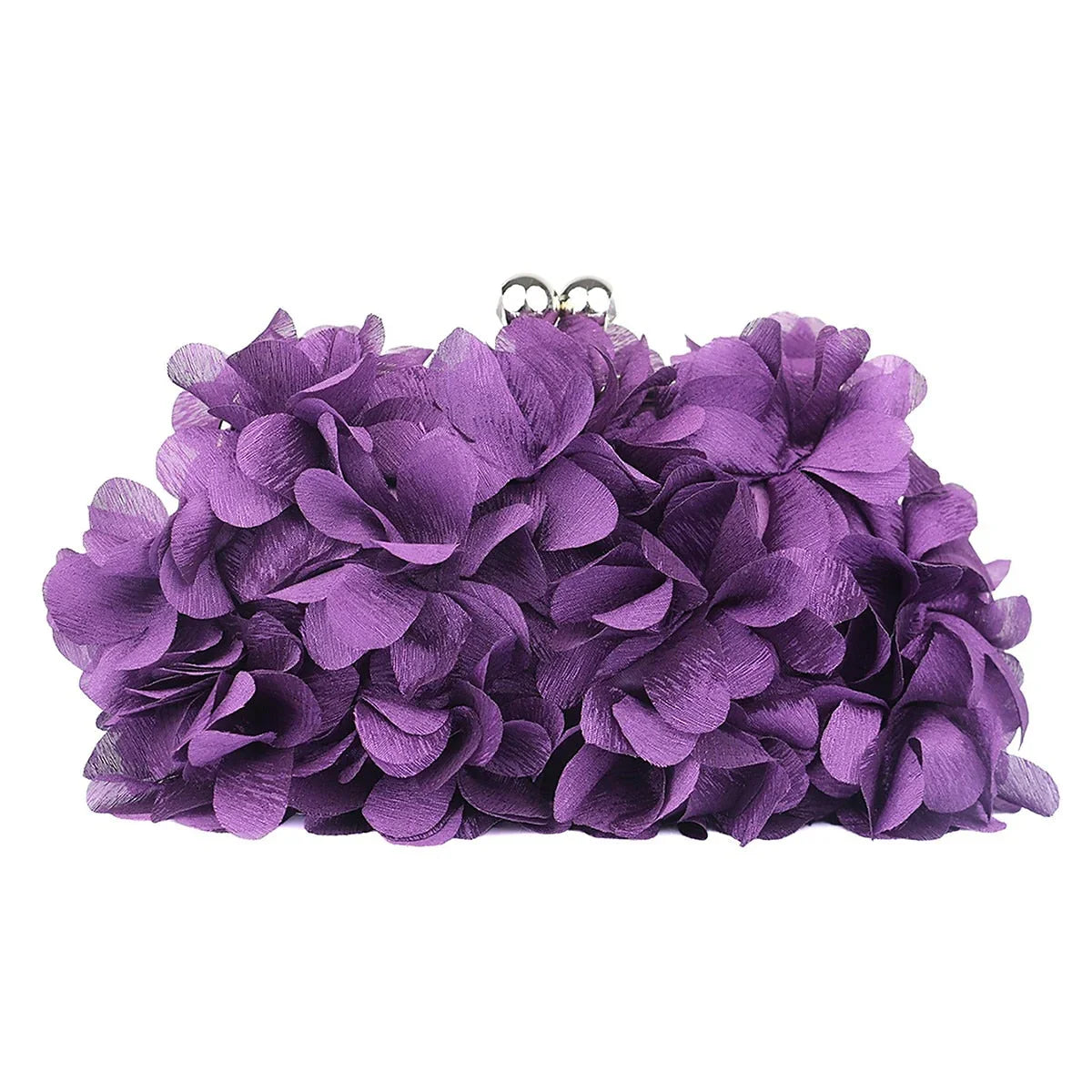 Abendclutch aus Satin mit Blumenmuster und Strasskette