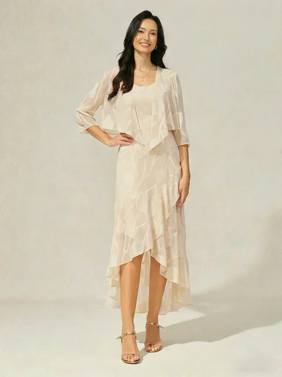 Floral Sheer Chiffon 3/4 Sleeve Shrug