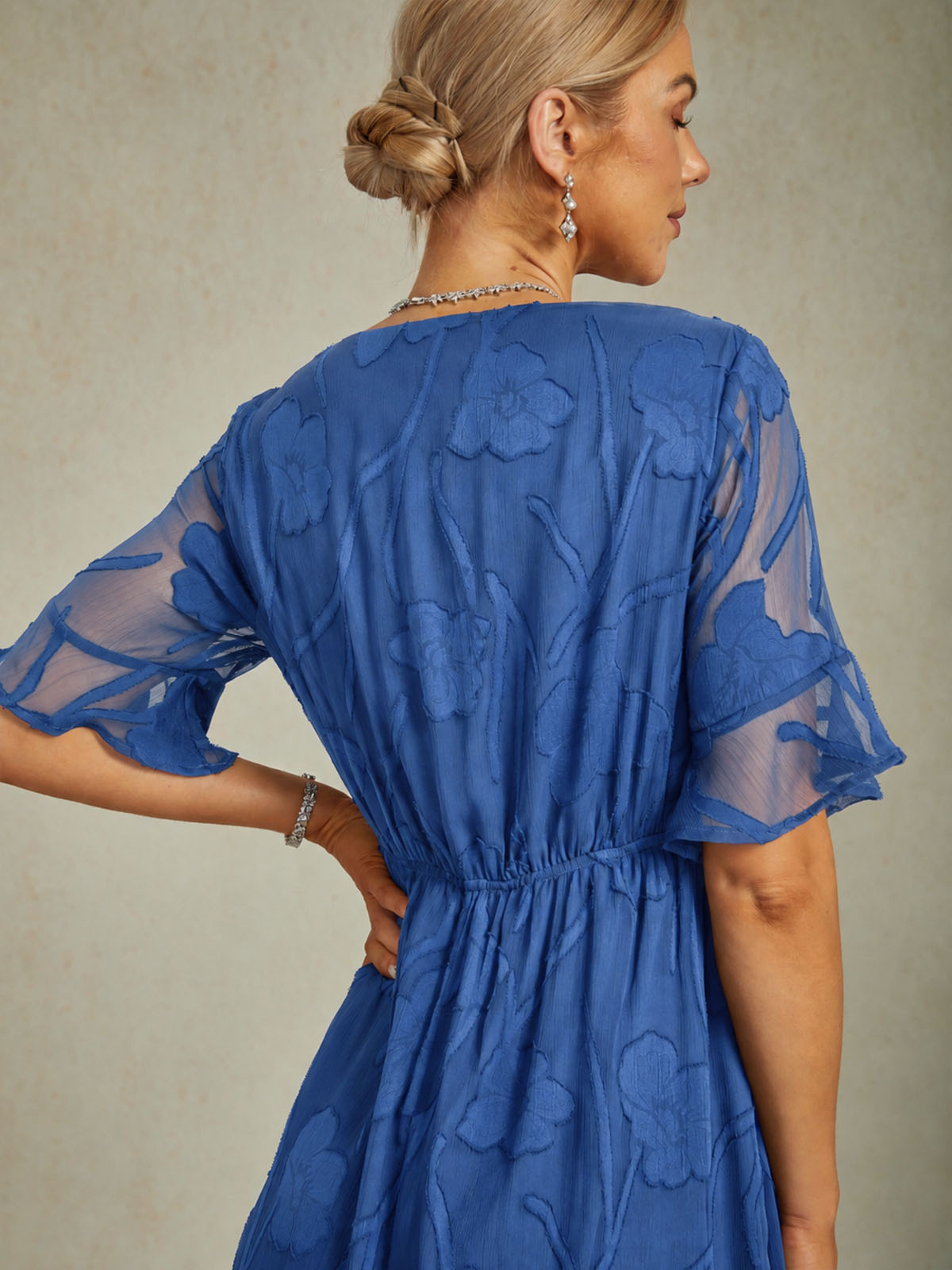 Ruffle Flutter Lace Maxi Dress
