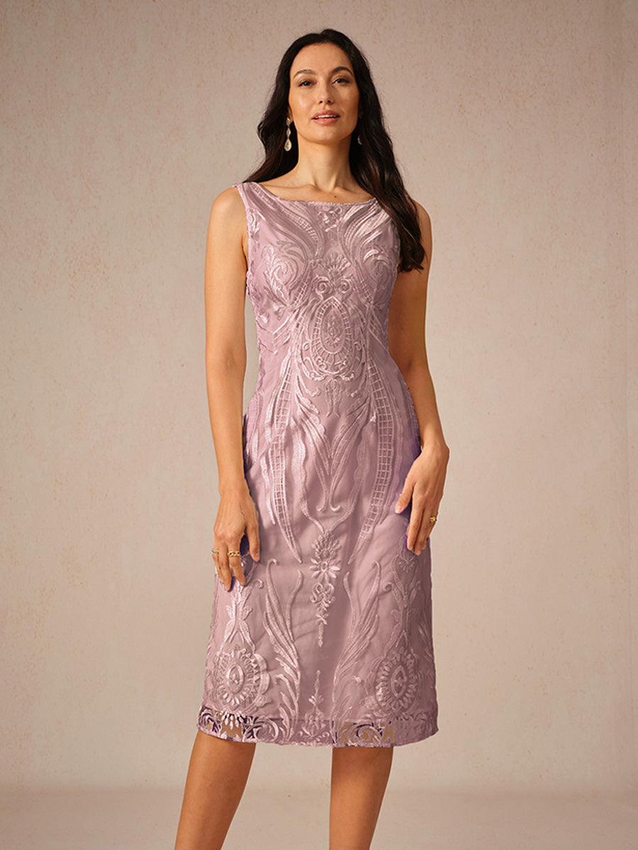 Robe sans manches à col bateau en dentelle brodée