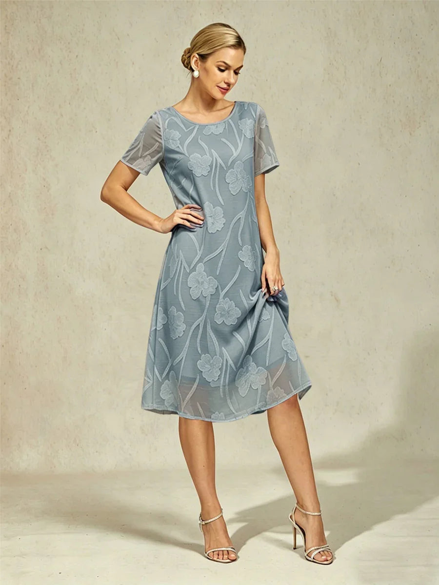 Floral Sheer Chiffon Knee-Length A Line Dress – msglamor