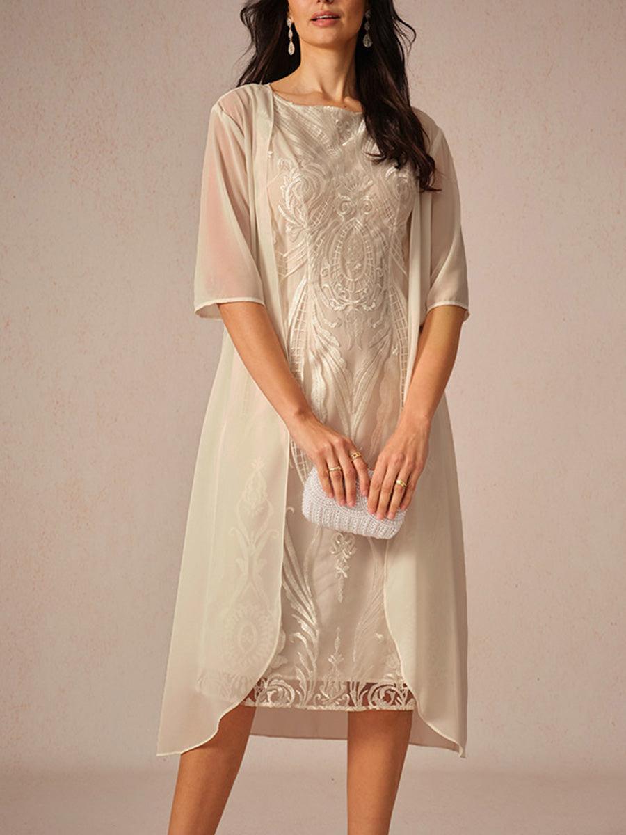 Leichtes Chiffon-Hochzeits-Coverup mit halben Ärmeln