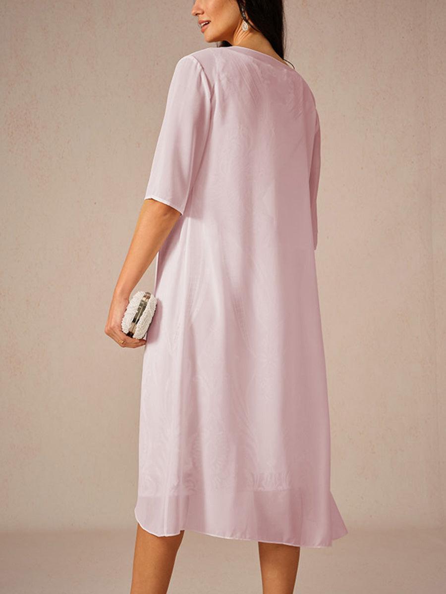 Leichtes Chiffon-Hochzeits-Coverup mit halben Ärmeln