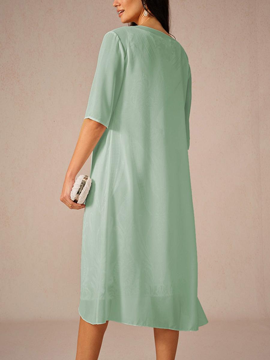 Leichtes Chiffon-Hochzeits-Coverup mit halben Ärmeln