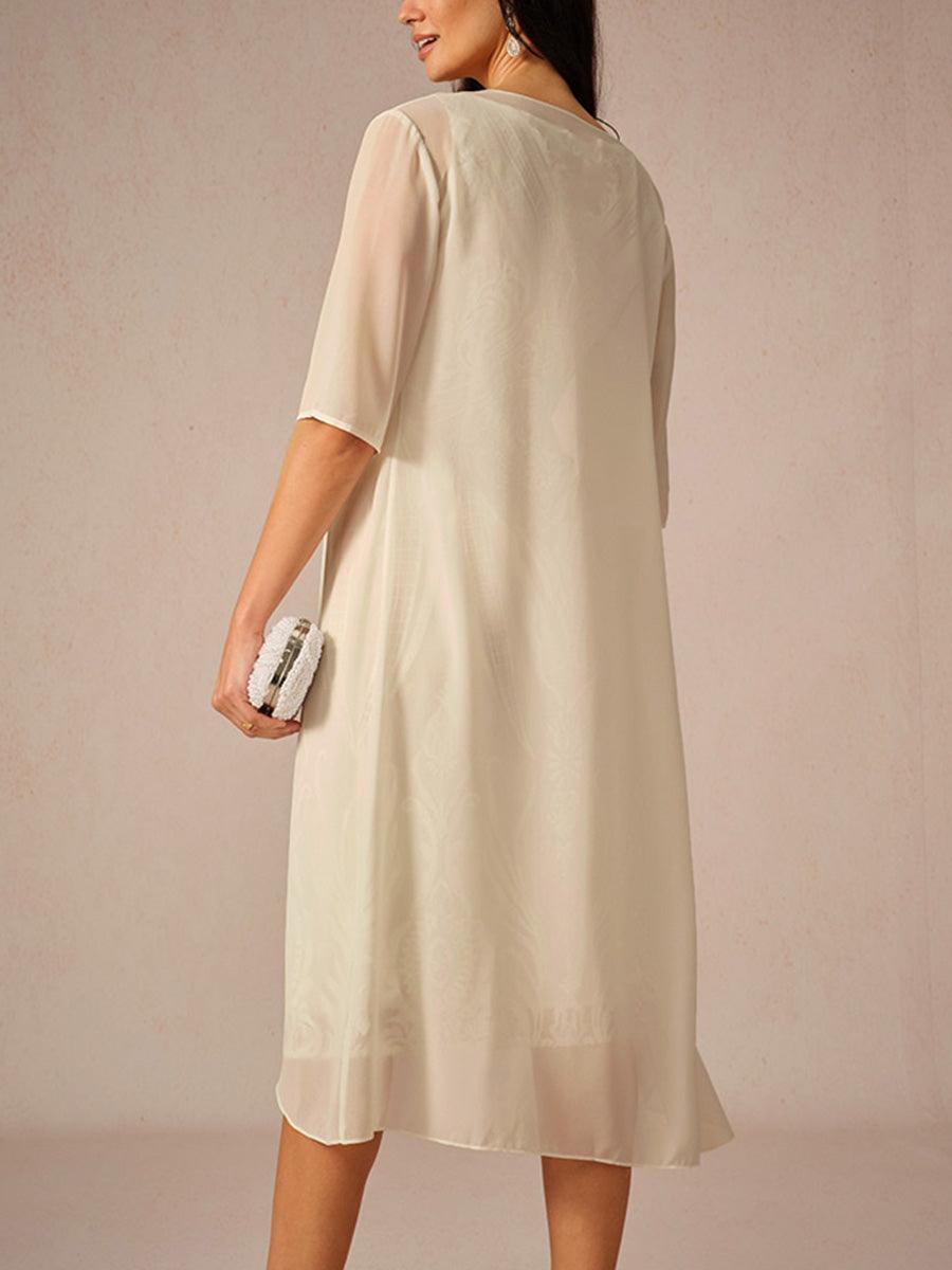 Leichtes Chiffon-Hochzeits-Coverup mit halben Ärmeln