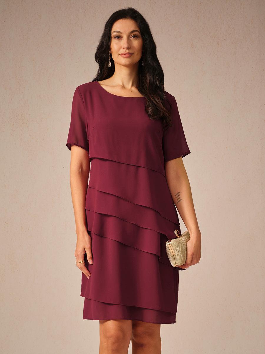 Asymmetrisches Chiffon-Minikleid mit Lagenmuster