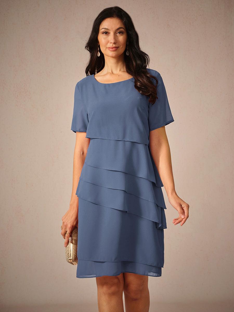 Asymmetrisches Chiffon-Minikleid mit Lagenmuster