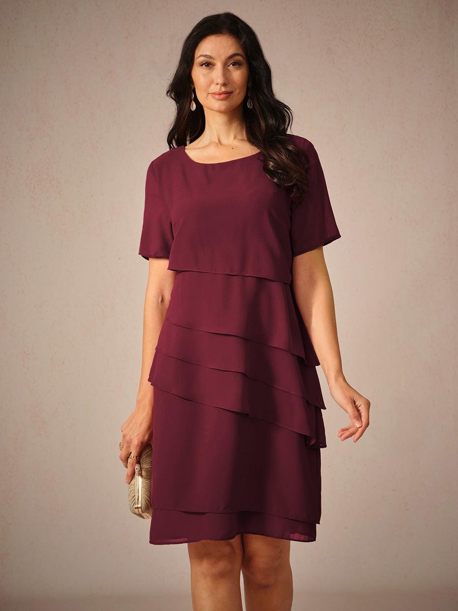 Asymmetrisches Chiffon-Minikleid mit Lagenmuster