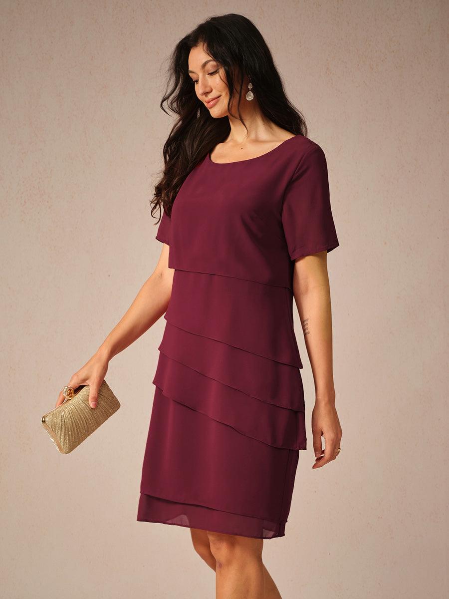 Asymmetrisches Chiffon-Minikleid mit Lagenmuster