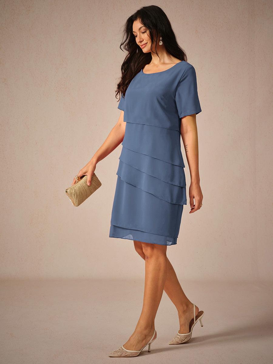 Asymmetrisches Chiffon-Minikleid mit Lagenmuster