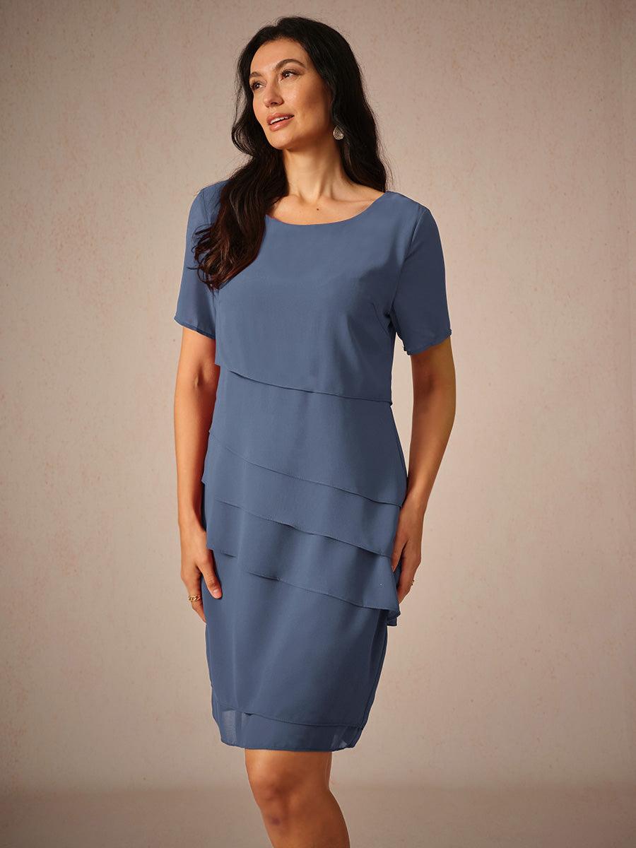 Asymmetrisches Chiffon-Minikleid mit Lagenmuster
