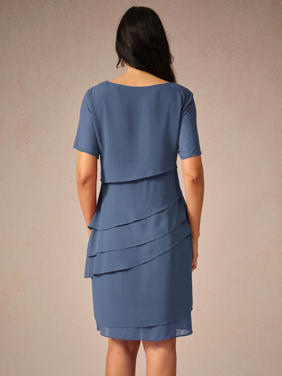 Asymmetrisches Chiffon-Minikleid mit Lagenmuster
