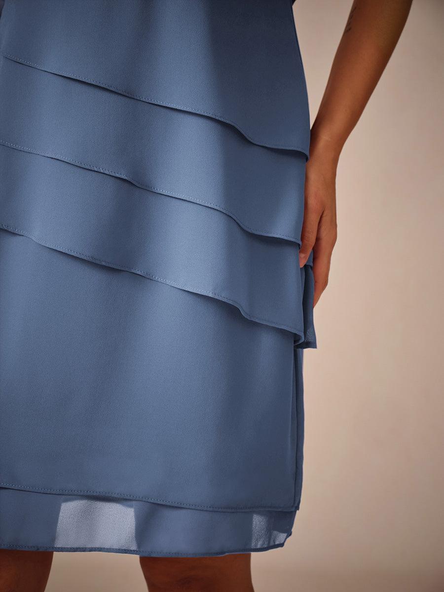 Asymmetrisches Chiffon-Minikleid mit Lagenmuster