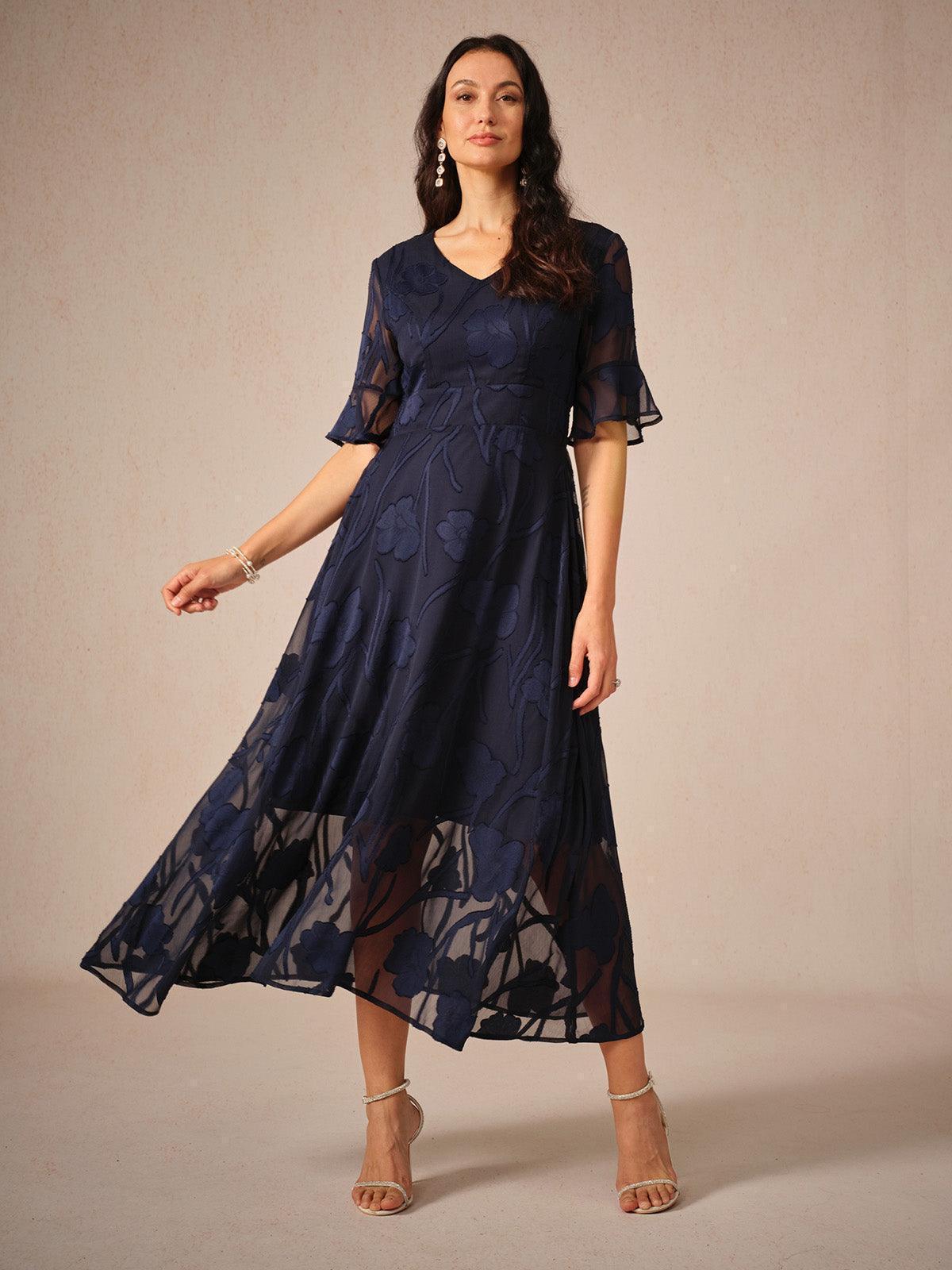 Floral Midi Semi Formal Dress