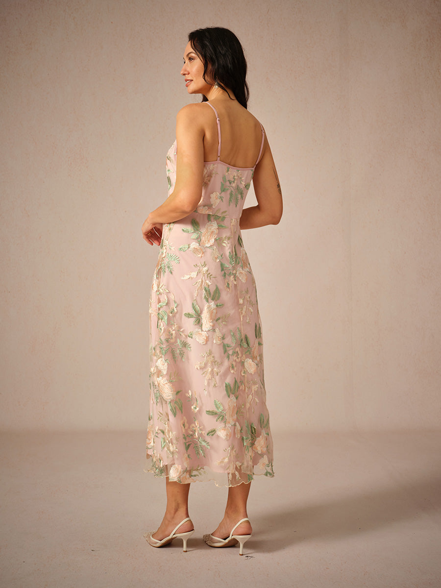 Chiffon-Kleid-Set mit bestickter Spitze