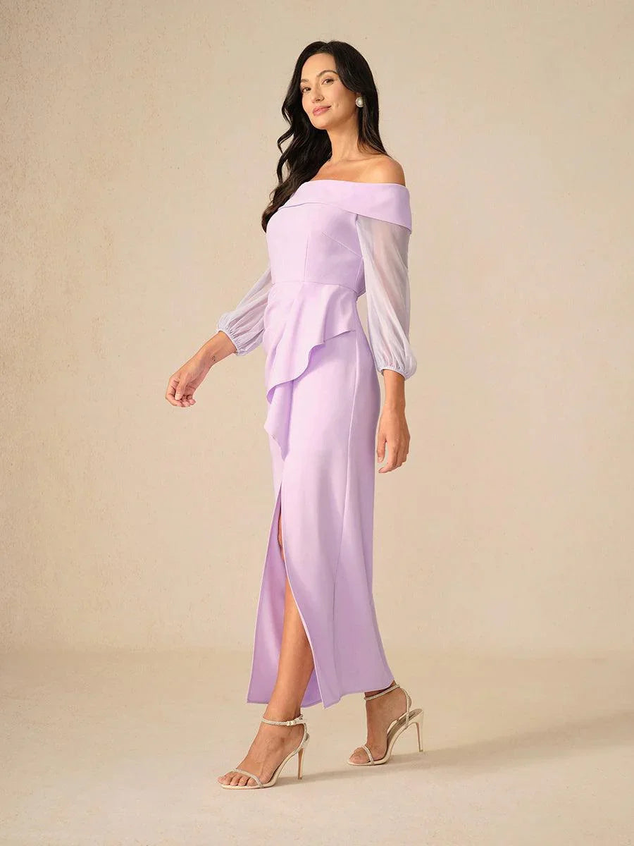 Lavender Off-Shoulder Evening Dress