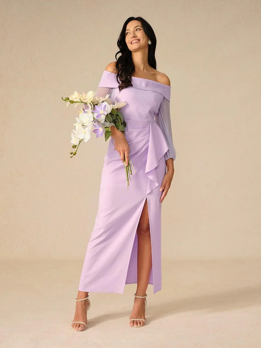 Lavender Off-Shoulder Evening Dress