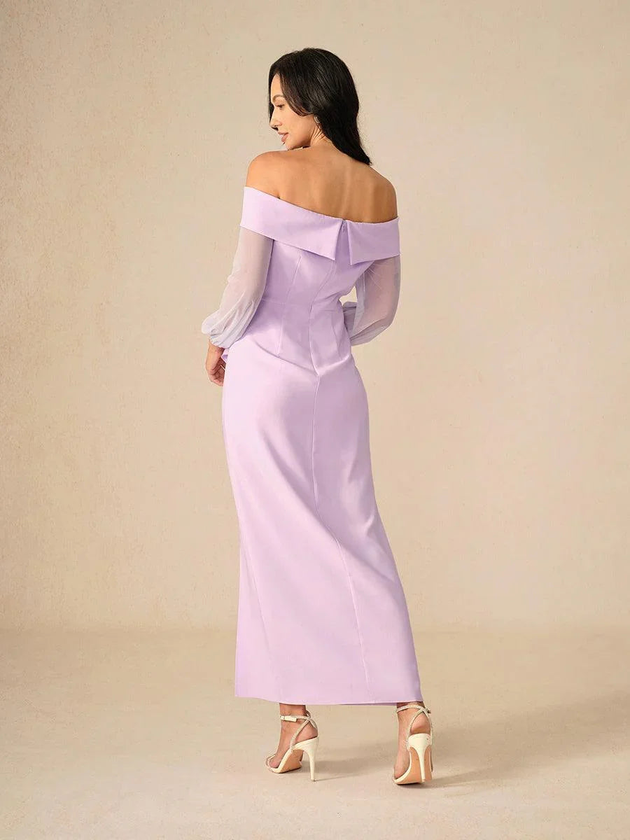Lavender Off-Shoulder Evening Dress