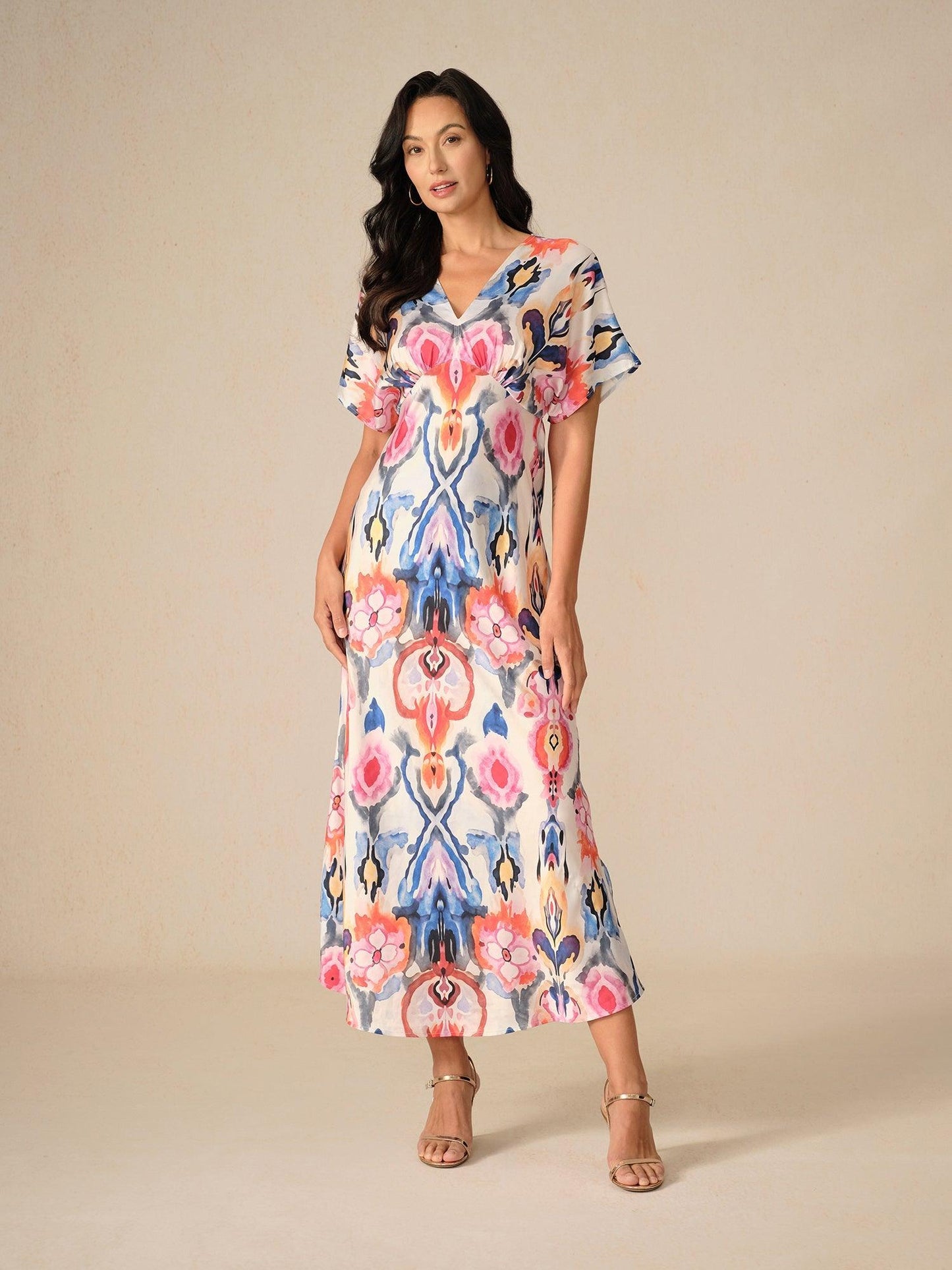 Robe longue en satin tie-dye