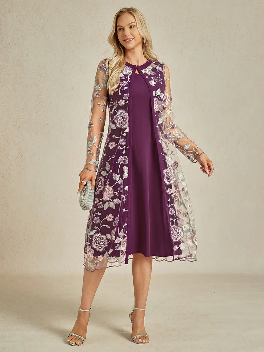 Veste longue en dentelle brodée de fleurs