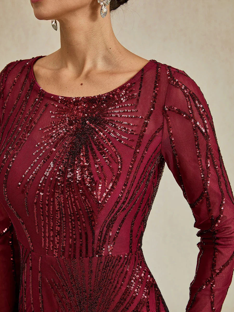 Robe sirène longue à paillettes et perles