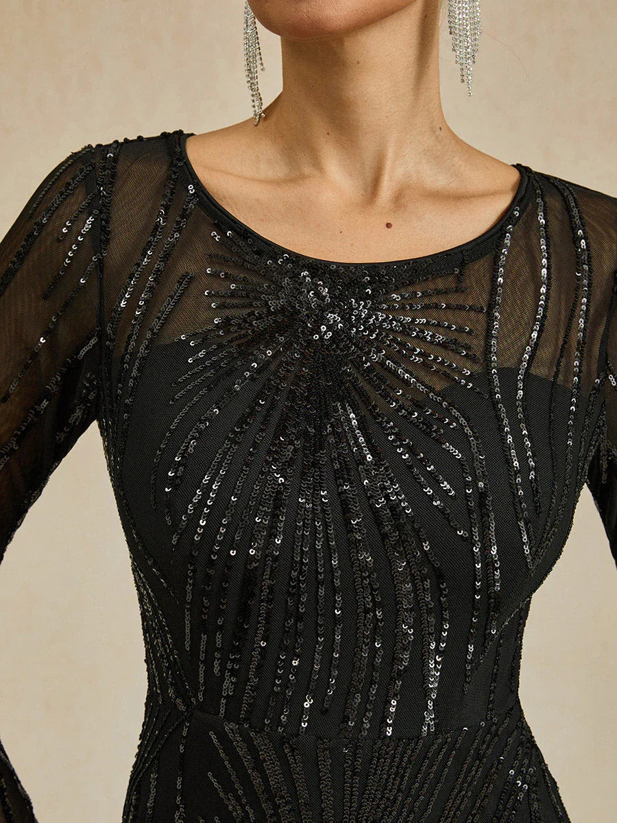 Robe sirène longue à paillettes et perles