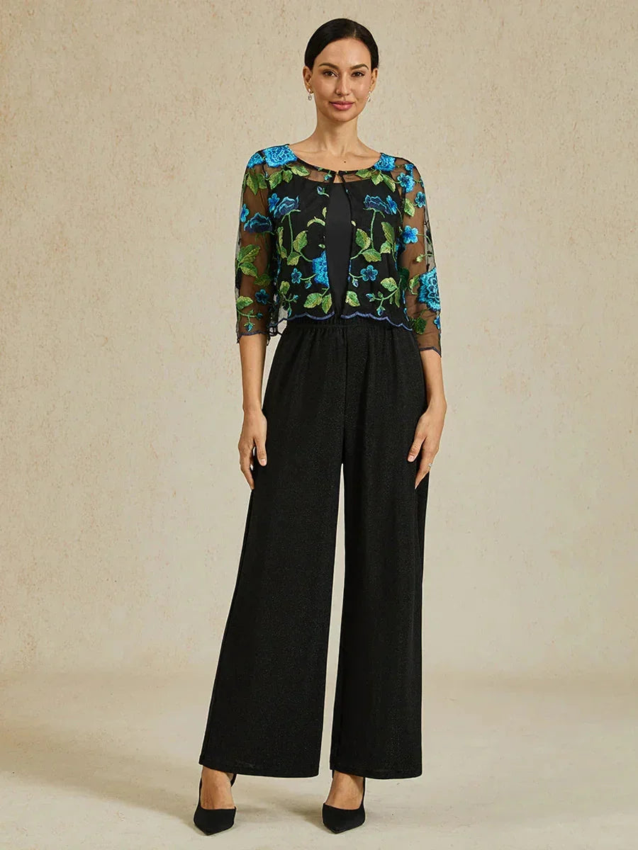 Gerade geschnittene Strickhose in Metallic-Optik