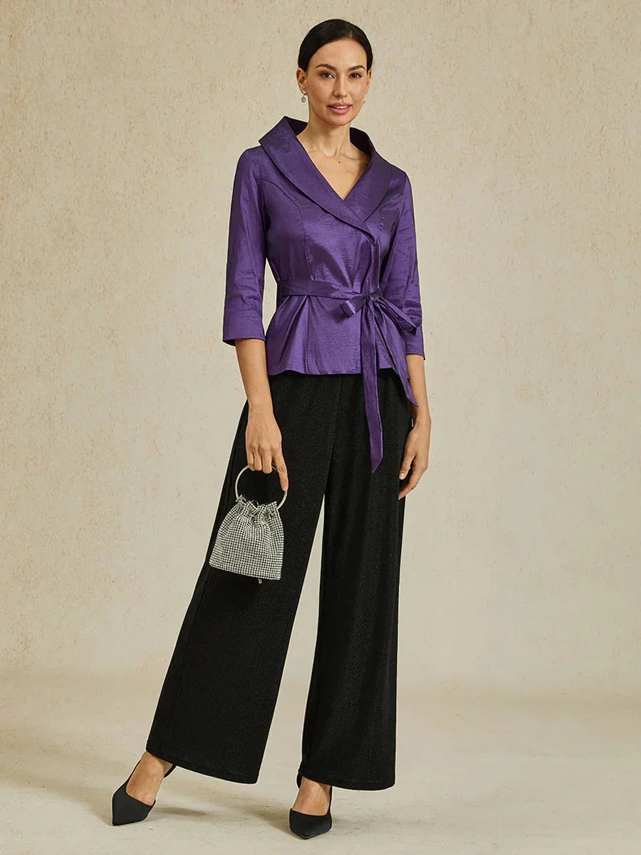 Gerade geschnittene Strickhose in Metallic-Optik