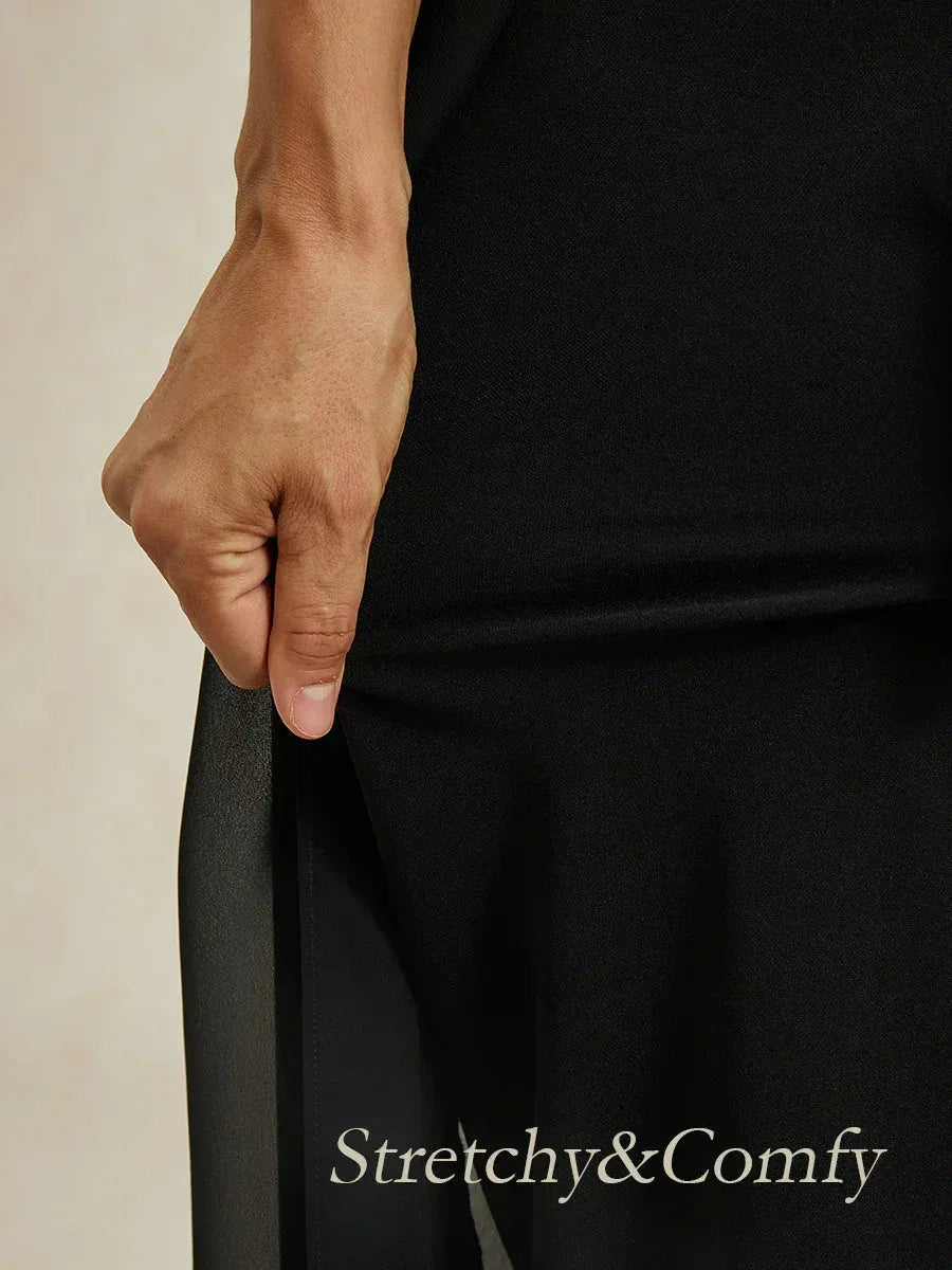 Stilvolle Kombination aus Rock und Stretchhose