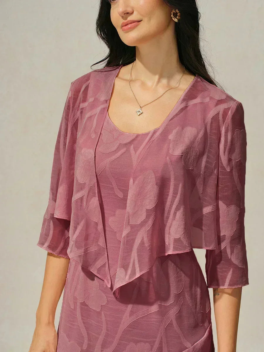 Floral Sheer Chiffon 3/4 Sleeve Shrug
