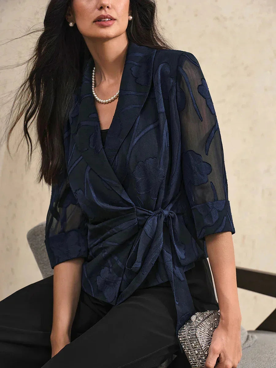 優雅花卉雪紡襯衫