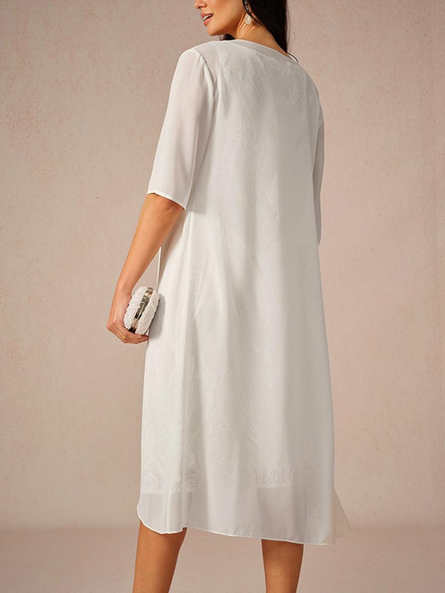 Leichtes Chiffon-Hochzeits-Coverup mit halben Ärmeln
