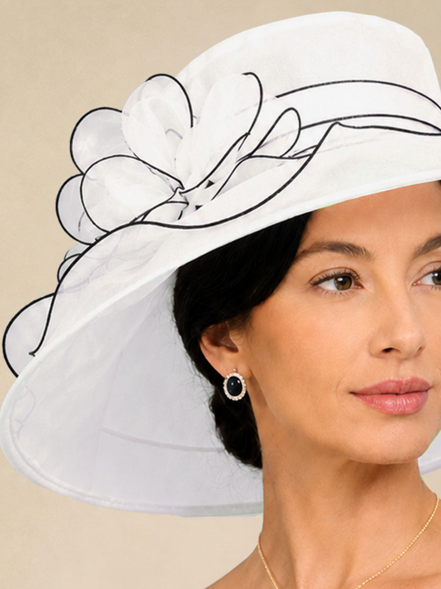Organza Floral Wide Brim Fascinator Hat